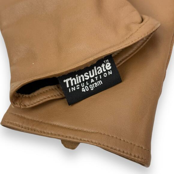 Vintage tan lamb leather gloves with thinsulate insulation lining - Picture 5 of 10
